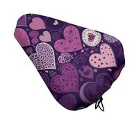 Purple Heart Shape Waterproof Bike Seat Cushion with Drawstring for Women Men Soft Padded Bicycle Seat Cover for Comfort Wide Road Bike Saddles Universal Fit for Mountain Exercise