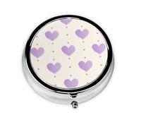 Purple Heart Small Pill Box 3 Compartment Portable Pill Box for Purse Pocket Love Dot Mini Medicine Organiser for Daily Vitamin Fish Oil Storage