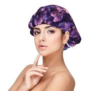 Purple Heart Snowflake Print Satin Silk Bonnet for Sleeping Women, Adjustable Double Layer Satin Hair Bonnet Night Sleep Cap for Curly Hair
