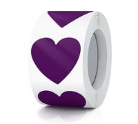 Purple Heart Stickers Roll 3.8 cm Valentine's Day Love Shape Labels Waterproof Removable for Craft Envelopes Boxes Gift Tags Bags Wedding 500 PCS