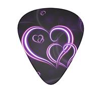 Purple Hearts 3 Different Thickness Abstract Art Colorful Celluloid Guitar Pick Plectrums For Bass, Music Lovers Guitar PlayersElectric, Acoustic Guitars Includes 0.46mm, 0.71mm, 0.96mm
