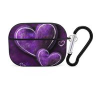 Purple Hearts AirPods Pro Case Cover with Keychain Ring PC Hard Shell Protective Case for AirPods Pro 2nd for Women Men Generation Easy Open Full Drop Protection Cover Black-Style