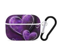 Purple Hearts AirPods Pro Case Cover with Keychain Ring PC Hard Shell Protective Case for AirPods Pro 2nd for Women Men Generation Easy Open Full Drop Protection Cover White-Style
