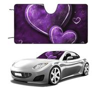 Purple Hearts Car Windshield Sun Shade Keep Car Interior Cool 51"x28" Folding Front Window Sun Shade, Heat Shield for SUV, Truck, Blocks UV