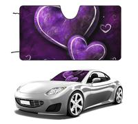 Purple Hearts Car Windshield Sun Shade Keep Car Interior Cool 51"x28" Folding Front Window Sun Shade, Heat Shield for SUV, Truck, Blocks UV