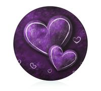Purple Hearts Cutting Board for Kitchen Mini Cheese Chopping Board Round Tempered Glass Chopping Block for Picnic Cutting Pizza Meat Fruit(7.9 Inch)
