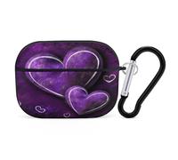 Purple Hearts Earbuds Organizer Shockproof Protective Airpods Pro Cover with Carabiner Clip Anti Fall Carrying Earphone Case Cover for Airpods Pro 2nd Generation Black