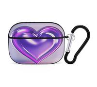 Purple Hearts Earbuds Organizer Shockproof Protective Airpods Pro Cover with Carabiner Clip Anti Fall Carrying Earphone Case Cover for Airpods Pro 2nd Generation Black