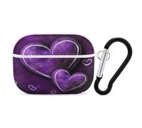 Purple Hearts Earbuds Organizer Shockproof Protective Airpods Pro Cover with Carabiner Clip Anti Fall Carrying Earphone Case Cover for Airpods Pro 2nd Generation White