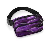 Purple Hearts Fanny Pack Belt Bag with Adjustable Strap Fashion Waist Bag for Outdoor Sports Hiking, white, 20x13cm, Full Printed Waist Bag