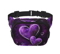 Purple Hearts Fanny Pack For Women Waterproof Adjustable Belt Bags Waist Pack Fashion Casual Crossbody Bags Bum Bag For Running Workout Hiking Traveling, Black, One Size