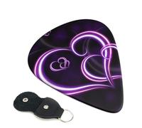 Purple Hearts Guitar Plectrums, 6 Guitar Plectrums, Printed on both sides for Electric Guitar Bass Ukulele (0.46 mm 0.71 mm 0.96 mm)