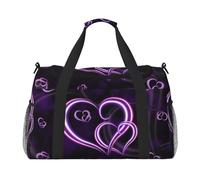 Purple Hearts Large Travel Duffle Bag with Shoulder Strap,Water-Resistant Twill Weekender Bag for Men Women,Spacious Carryall Gym Bag