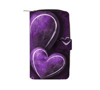 Purple Hearts Leather Wallet,Multiple Card Slots Clip,Multi-Functional Slim Billfold For Men Women