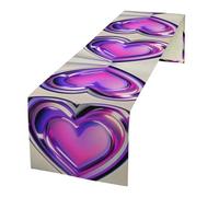 Purple Hearts Linen Table Runner 72 Inches Long Farmhouse Table Runners Dining Table Dresser Runner Scarves Tabletop Decoration for Kitchen Home Party Holiday