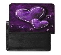 Purple Hearts Passport Holder Cover Passport Cover Protector Essentials with Credit Card Slots Slim Travel Wallet Covers Documents Organizer Protector for Man&Women