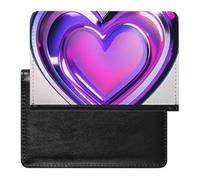Purple Hearts Passport Holder ID Card Protector Case Holder Travel Pack Unisex-adult Waterproof Passport