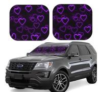 Purple Hearts Print Car Sun Shade Windshield 2-Piece Foldable Front Windshield Sun Visor Sunshade for Car Windshield, L