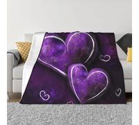 Purple Hearts Print Throw Blanket Ultra-Soft Micro Fleece Blanket Throw Lightweight Durable Fuzzy Blanket All Season Throw Blankets for Bed Couch Bedroom Living Room