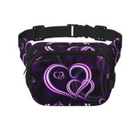 Purple Hearts Print Unisex Square Double Layer Waist Bag Crossbody Fanny Pack Travel Workout Accessory, Black, One Size, Black, One Size