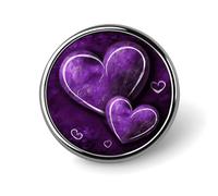 Purple Hearts Round Badge Cute Enamel Lapel Pin Brooches Button Pin Personalized Clothing Decoration Unisex Badge Holder Hats Bags Shirts Decor