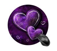 Purple Hearts Round Mouse Pad Smooth Glide Gaming Mousepad Extra Density Portable Comfortable Mouse Mat for Desk, Home, Office 7.8x7.8 Inches
