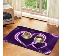 Purple Hearts,Waterproof Pet Feeding Mat,PU Leather Placemats for Cat Dog Water Bowl,Food Mats,30x45cm
