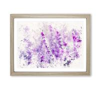 Purple Heather Watercolour Modern Framed Wall Art Print, Ready to Hang Picture for Living Room Bedroom Home Office Décor, Oak A3 (46 x 34 cm)