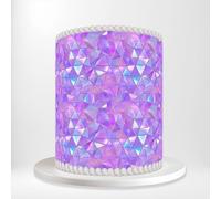 Purple Holographic Geometric Triangles 3D Abstract Wrap Around Print A4 Edible Paper Icing Sheet Cake Topper Side Ribbon Border Decor for Personalised Themed Decorations