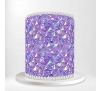 Purple Holographic Geometric Triangles 3D Shapes Wrap Around Print A4 Edible Paper Icing Sheet Cake Topper Side Ribbon Border Decor for Personalised Themed Decorations