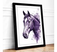 Purple Horse Profile Modern Framed Wall Art Print A4 (29.7×21cm) Black, Wall Decor for Living Room, Bedroom, Office & Home, Ready to Hang, Art Gift