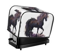 Purple Horse Toaster Cover 2 Slice, Waterproof Bread Machine Covers with Pockets Universal Size Kitchen Small Appliance Cover with Handle, Dust and Fingerprint Protection