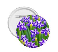 Purple Hyacinth -Print Custom Round Enamel Pin - Alloy Metal Lapel Badge For Jacket, Bag, Gift Idea.