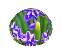 Purple Hyacinth -Print Extra Large Waterproof Shower Cap-Double Layer Protection For Long/Curly Hair
