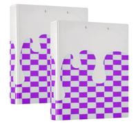 Purple Ice Cream Plaid Checked 1.5 Inch Notebook Binders Round Ringing with Pocket Cover 1/2 Pack Aesthetic Binder 200 Sheets