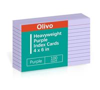 Purple Index Cards 4x6 Lined Ruled Flash Note Cards 100 Count, 220 GSM Heavy Weight