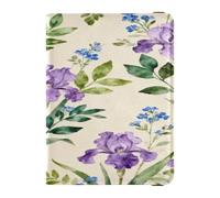 Purple Iris Flower Pattern Leather Passport and Vaccine Card Wallet Combo Passport Case Travel Documents Wallet Passport Cover Holder Wallet Case for Men and Women Waterproof