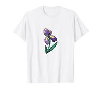 Purple Iris Illustration Value Graphic T-Shirt, Men, White, L