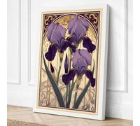 Purple Iris Reverie Botanical Canvas Wall Art Print 36x24 Inch