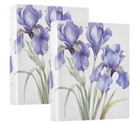 Purple Iris Watercolor 3 D-Ring Binder A4 2 Pack with 200 Sheet for Kids School Supplies Women Men Office
