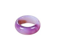 Purple Jade Band Ring for Women, Lavender Agate Chalcedony Stackable Eternity Good Fortune Ring