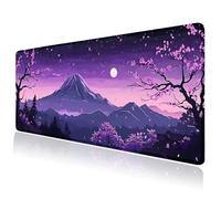 Purple Japanese Mountains Large Mouse Pad, Desk Mat Computer Keyboard Pad Non-Slip Rubber Base Waterproof with Stitched Edges for Laptop Gaming, Office & Home 31.5 x 11.8 Inch (XL-24)