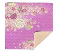 Purple Japanese Vintage Cherry Blossom Ukiyo-e Soft Thick Baby Play Mat for Floor Non-Toxic Padded Baby Mat for Babies Infants Toddlers, 50'' x 50''
