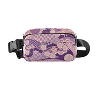 Purple Japanese Zephyr Cherry Blossoms Stylish Fanny Pack Waist Bag for Men Women Mini Running Belt Bag Waist Pack with Adjustable Strap for Workout Running Hiking