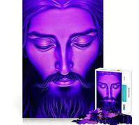 Purple Jesus Christ Face 1000 Piece Jigsaw Puzzles for Adults Jigsaw Smart Game Together Fun Image Assembly Seasonal Gift (38x26cm)