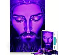 Purple Jesus Christ Face 1000 Piece Jigsaws for Adults Puzzle Enhance Recall Together Fun Exact Edge Seasonal Gift (38x52cm)