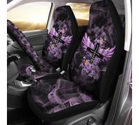 Purple Jesus Cross Roses Inside Purple Smoke 2 Pcs Car Seat Cover Dirty-Proof Car Seat Protector Fashion Front Seats Cushion Cover Universal Fit Truck Car Suv
