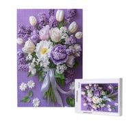 Purple Jigsaw Puzzles for Adults 500 Piece, Flower Puzzles for Adults Wooden, Funny/Difficult/Impossible/Challenging Decompression Games, As a Birthday for Women and Men ML-1578