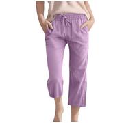 Purple Kid's Trousers Casual Childres'S Joggers Cotton Linen Boys Girls Capris Pant Training Toddler Kids Summer Linen Sweatpants Wide Leg Cropp Trousers Sport Girls Athletic Clothing 8 Years