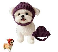 Purple Knit Dog Beanie with Ear Flaps,Warm Winter Hat,Soft Stretchy Knitted Pet Hat with Ear Holes, Cold Weather Outdoor Walks, Photos, Small Medium Pets